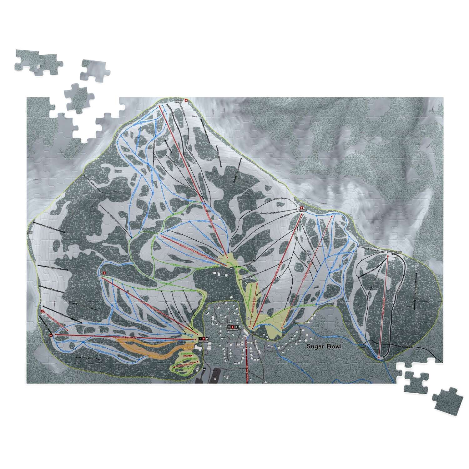 Sugar Bowl, California Ski Trail Map Puzzle - Powderaddicts