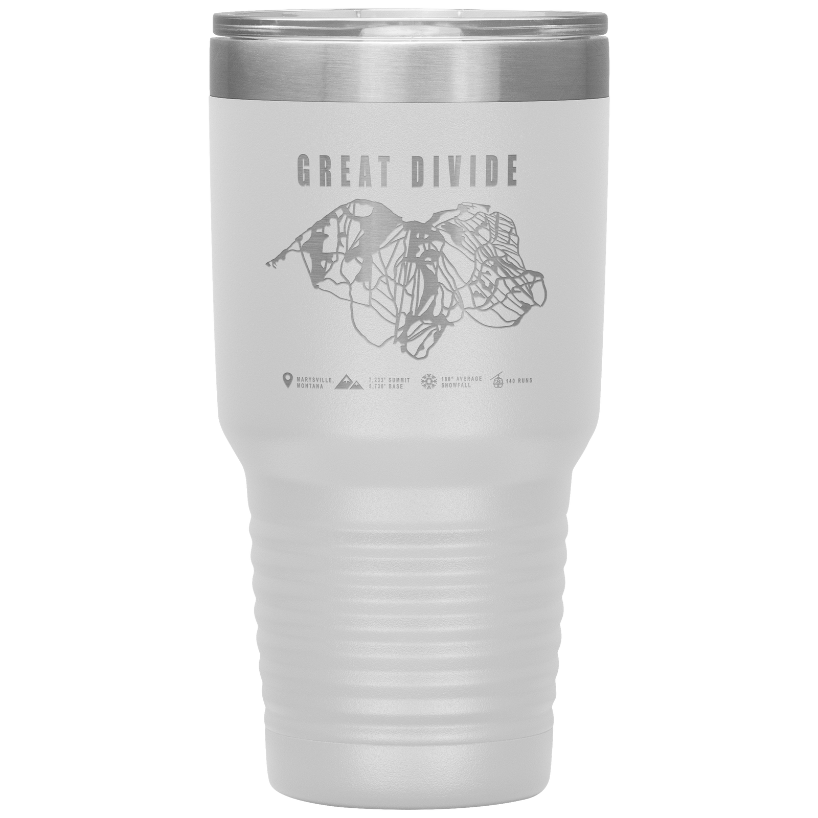 Great Divide Montana Ski Trail Map 30oz Tumbler - Powderaddicts