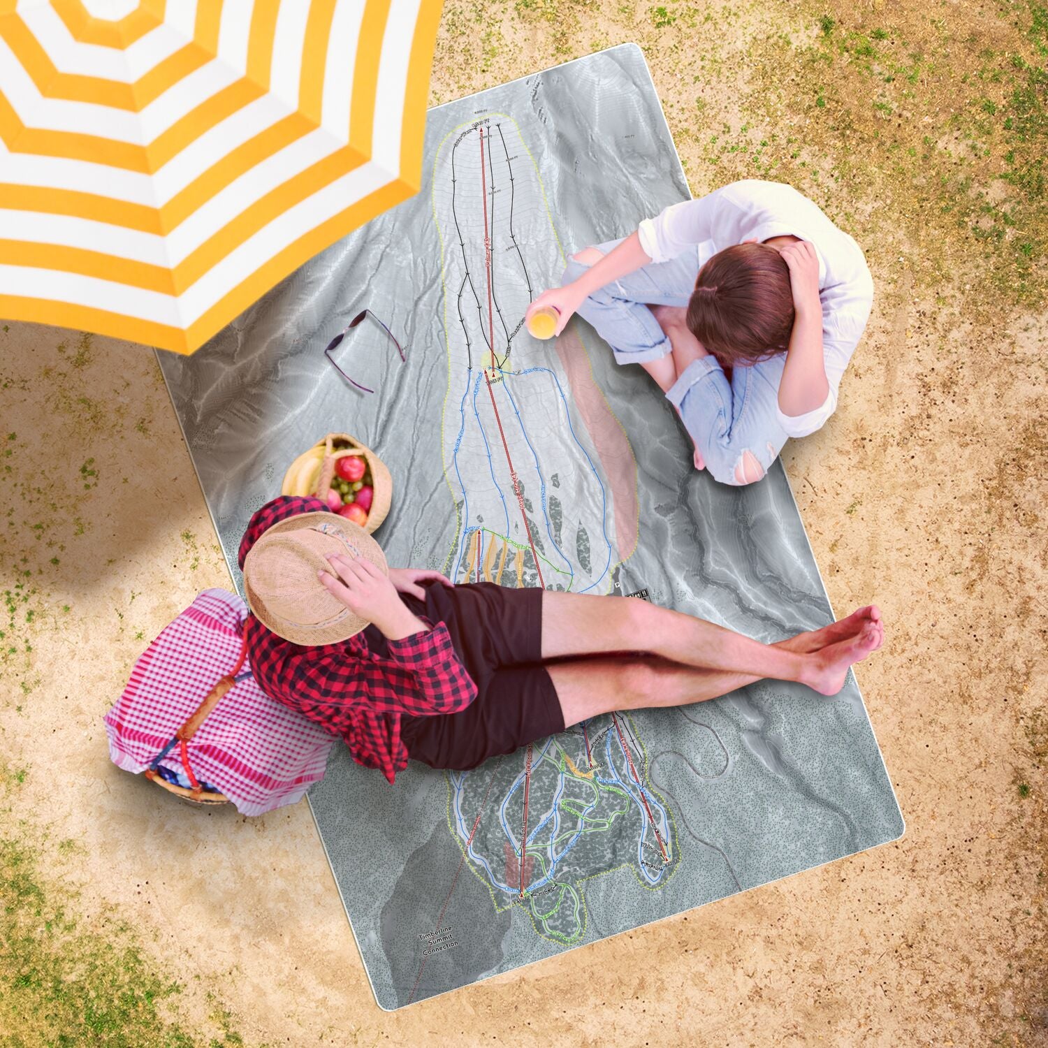 Timberline, Oregon Ski Resort Map Printed Beach Towel - Powderaddicts