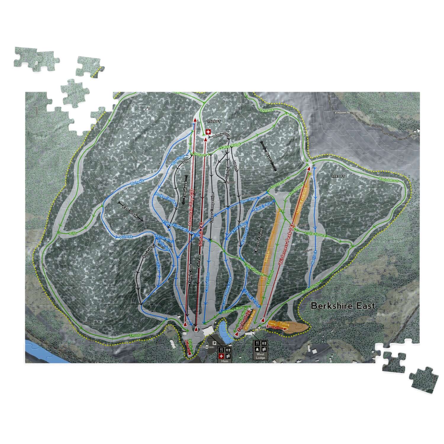 Berkshire East Massachusetts Ski Trail Map Puzzle - Powderaddicts