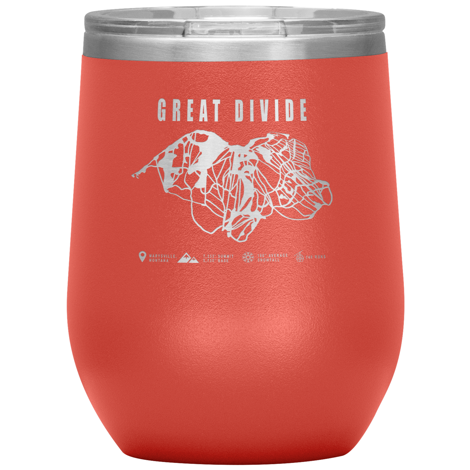 Great Divide Montana Ski Trail Map Wine 12oz Tumbler - Powderaddicts