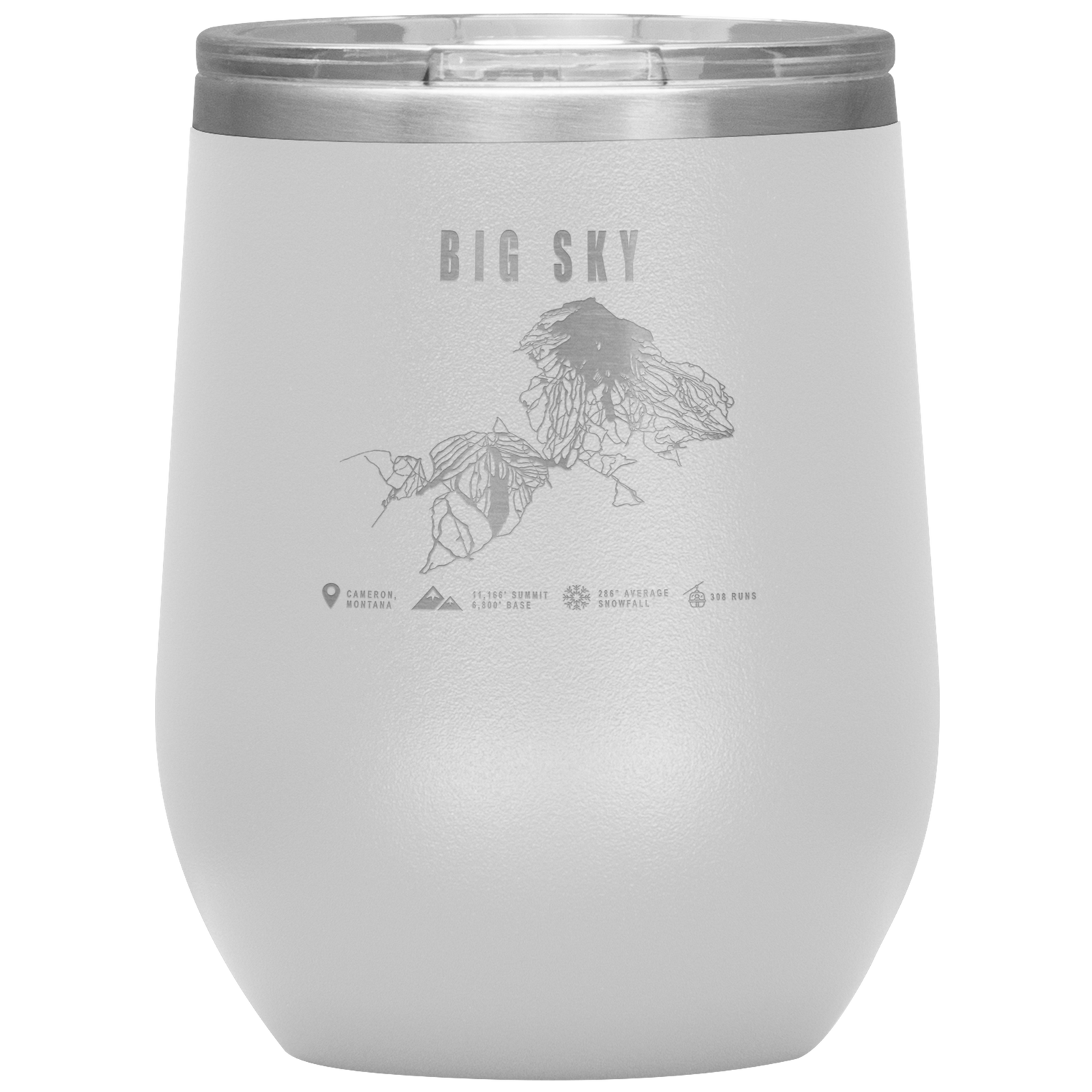 Big Sky Montana Ski Trail Map Wine 12oz Tumbler - Powderaddicts