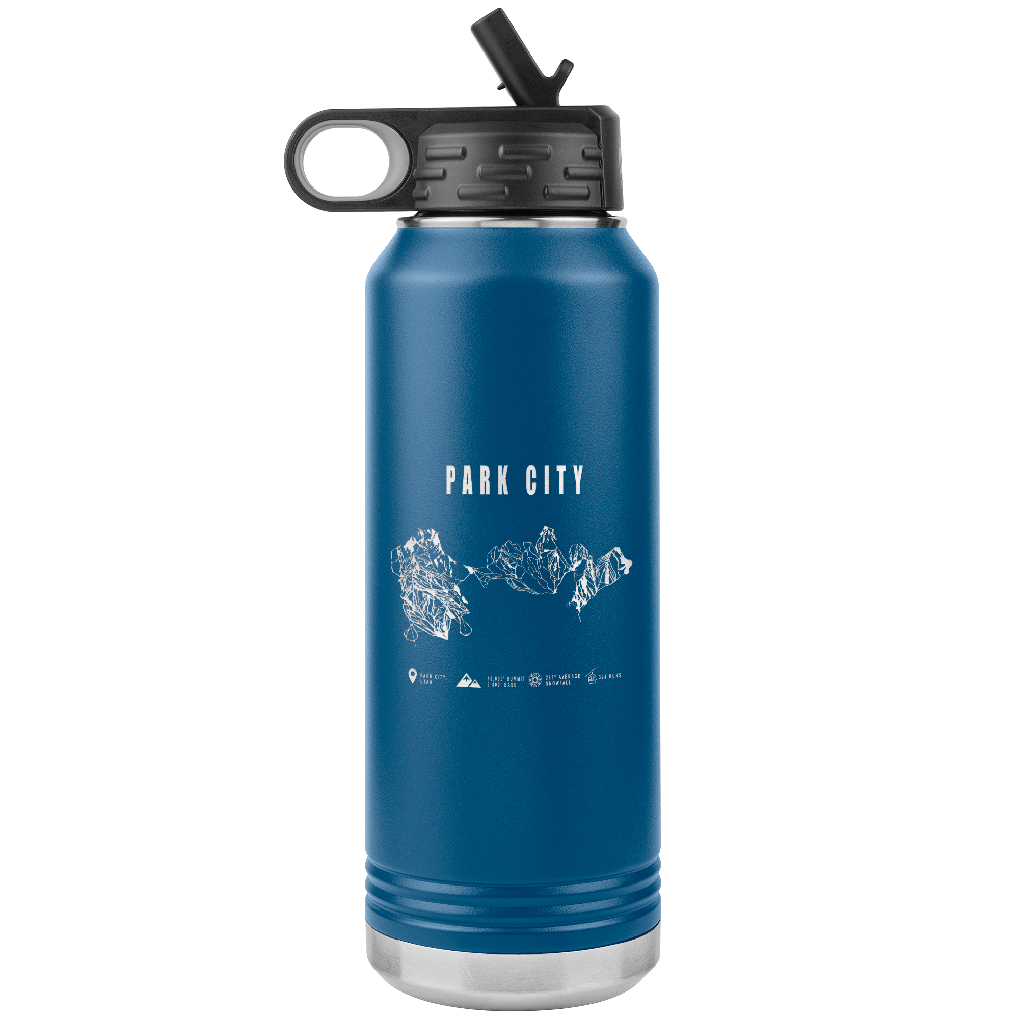 Park city,Utah Ski Trail Map 32oz Water Bottle Tumbler - Powderaddicts