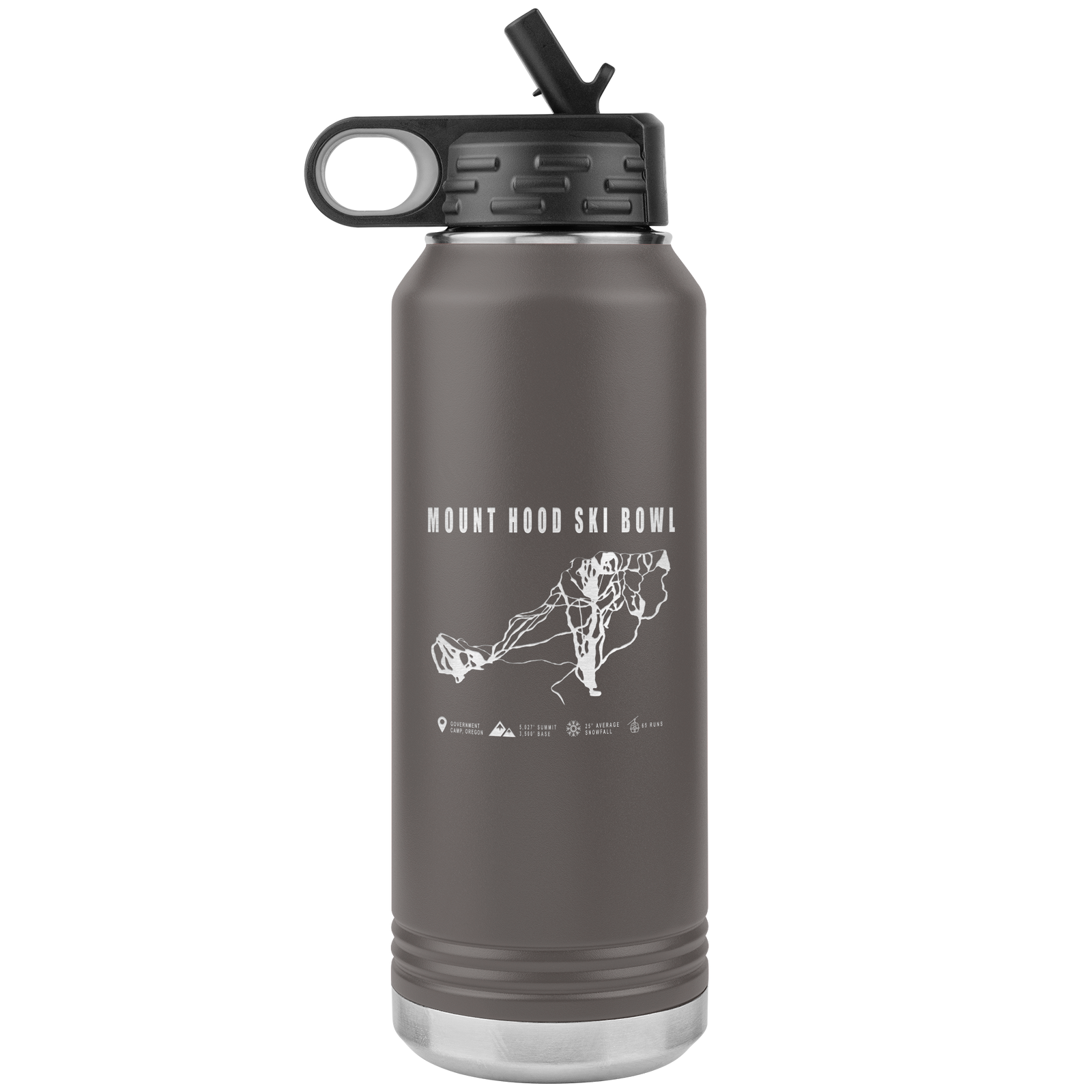 Mount Hood Ski Bowl, Oregon Ski Trail Map 32oz Water Bottle Tumbler - Powderaddicts