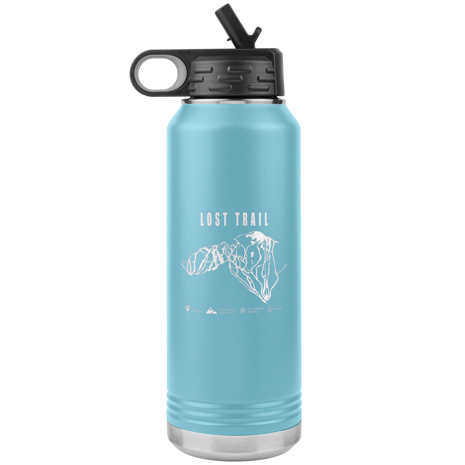 Lost Trail Montana Ski Trail Map 32oz Water Bottle Tumbler - Powderaddicts