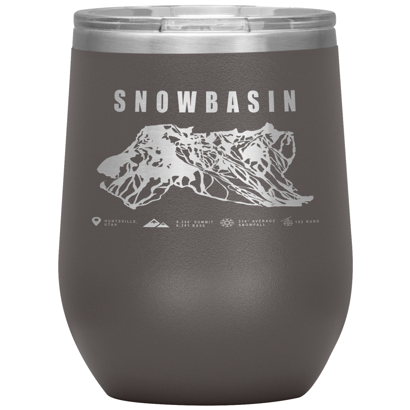 Snowbasin, Utah Ski Trail Map Wine 12oz Tumbler - Powderaddicts