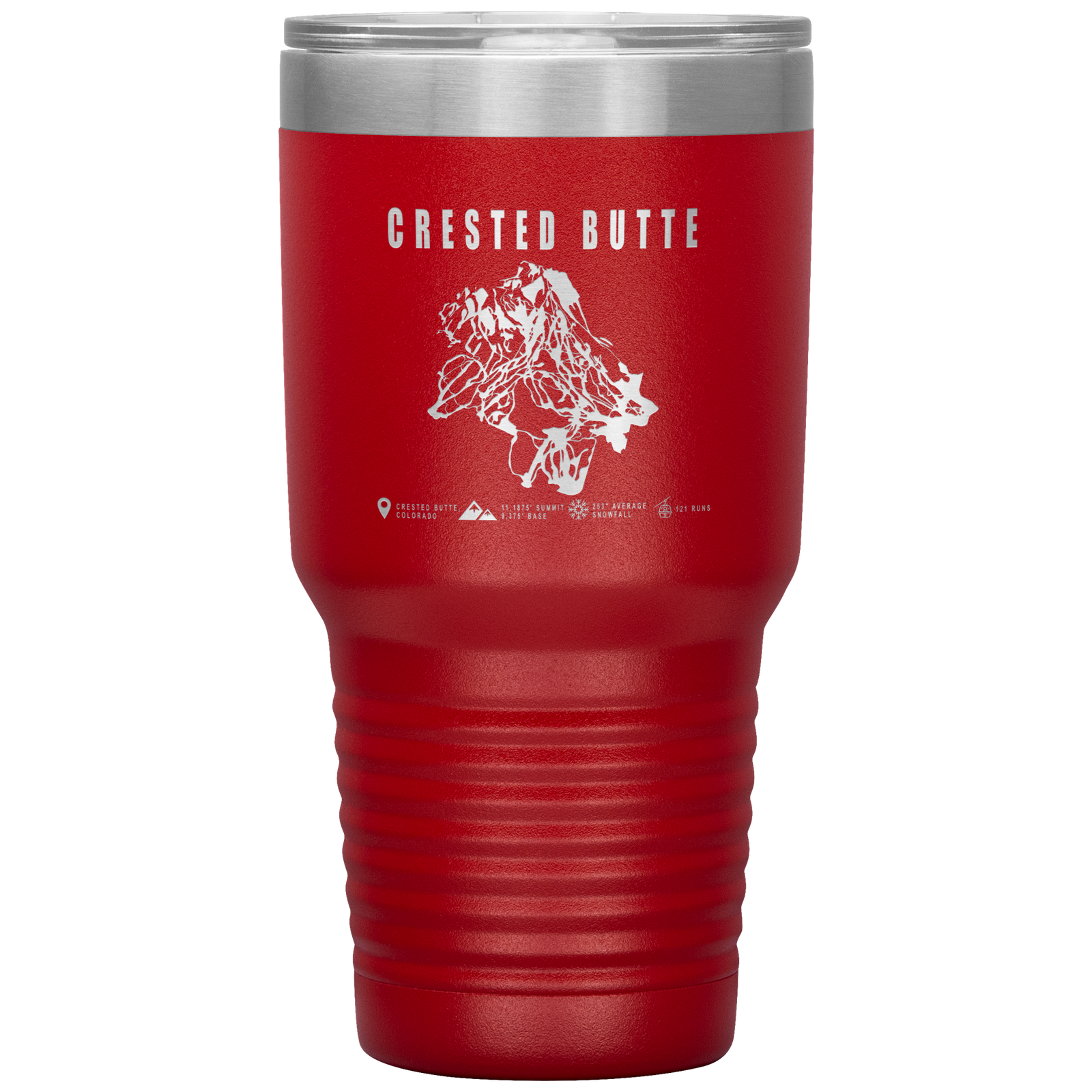 Crested Butte Colorado Ski Trail Map 30oz Tumbler - Powderaddicts
