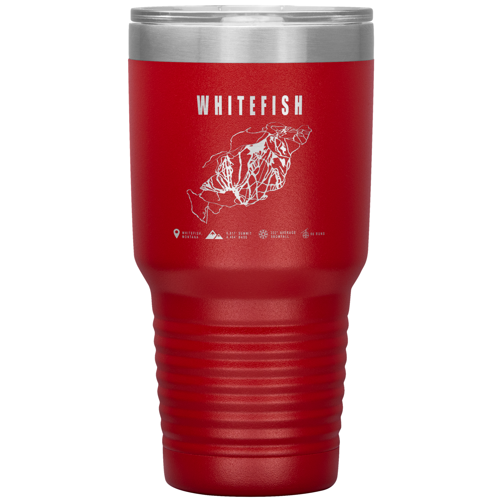 Whitefish Montana Ski Trail Map 30oz Tumbler - Powderaddicts
