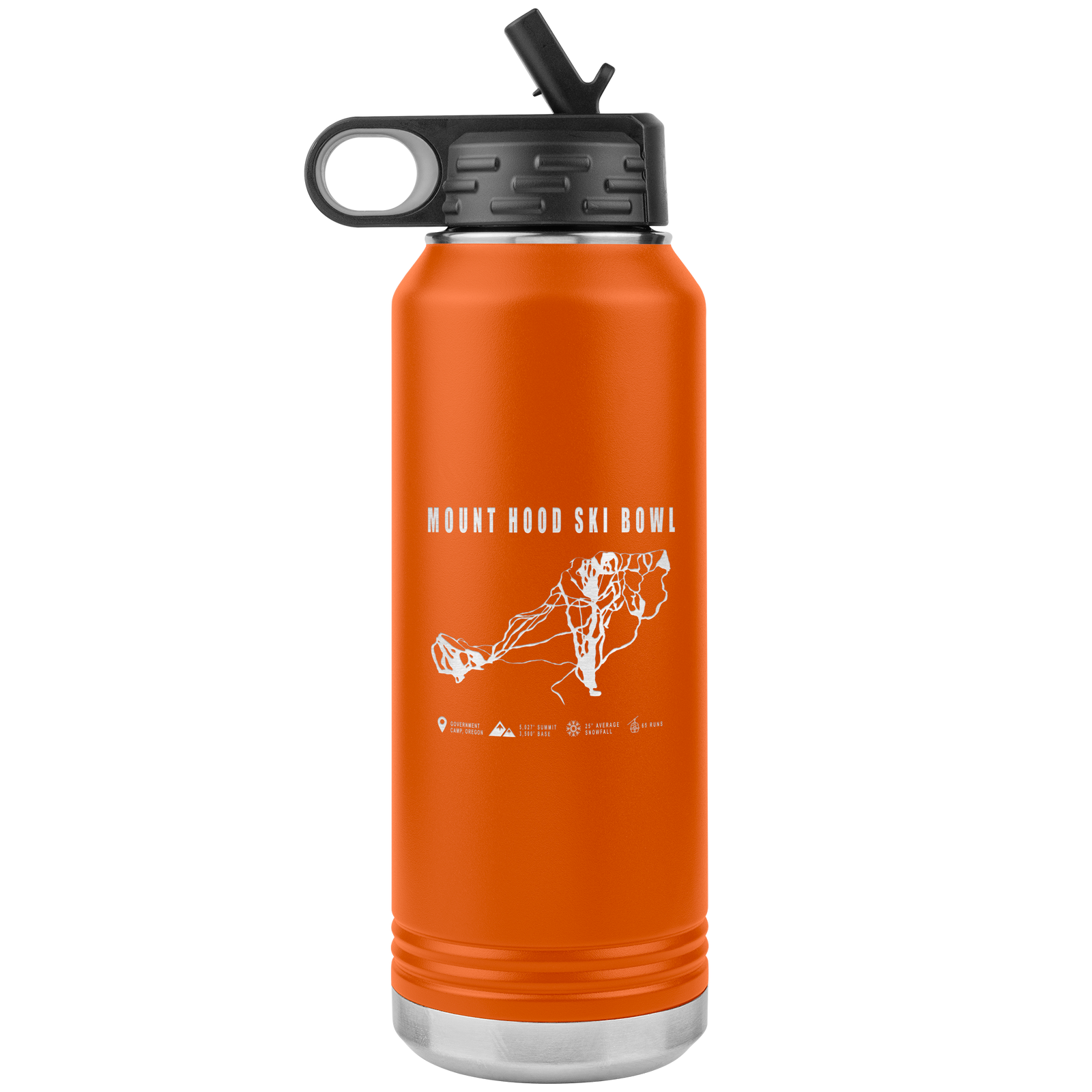 Mount Hood Ski Bowl, Oregon Ski Trail Map 32oz Water Bottle Tumbler - Powderaddicts