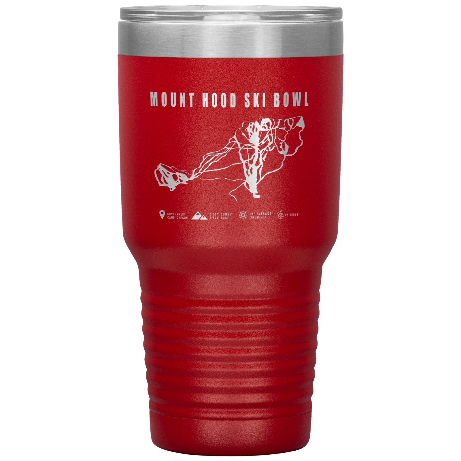 Mount Hood Ski Bowl, Oregon Ski Trail Map 30oz Tumbler - Powderaddicts