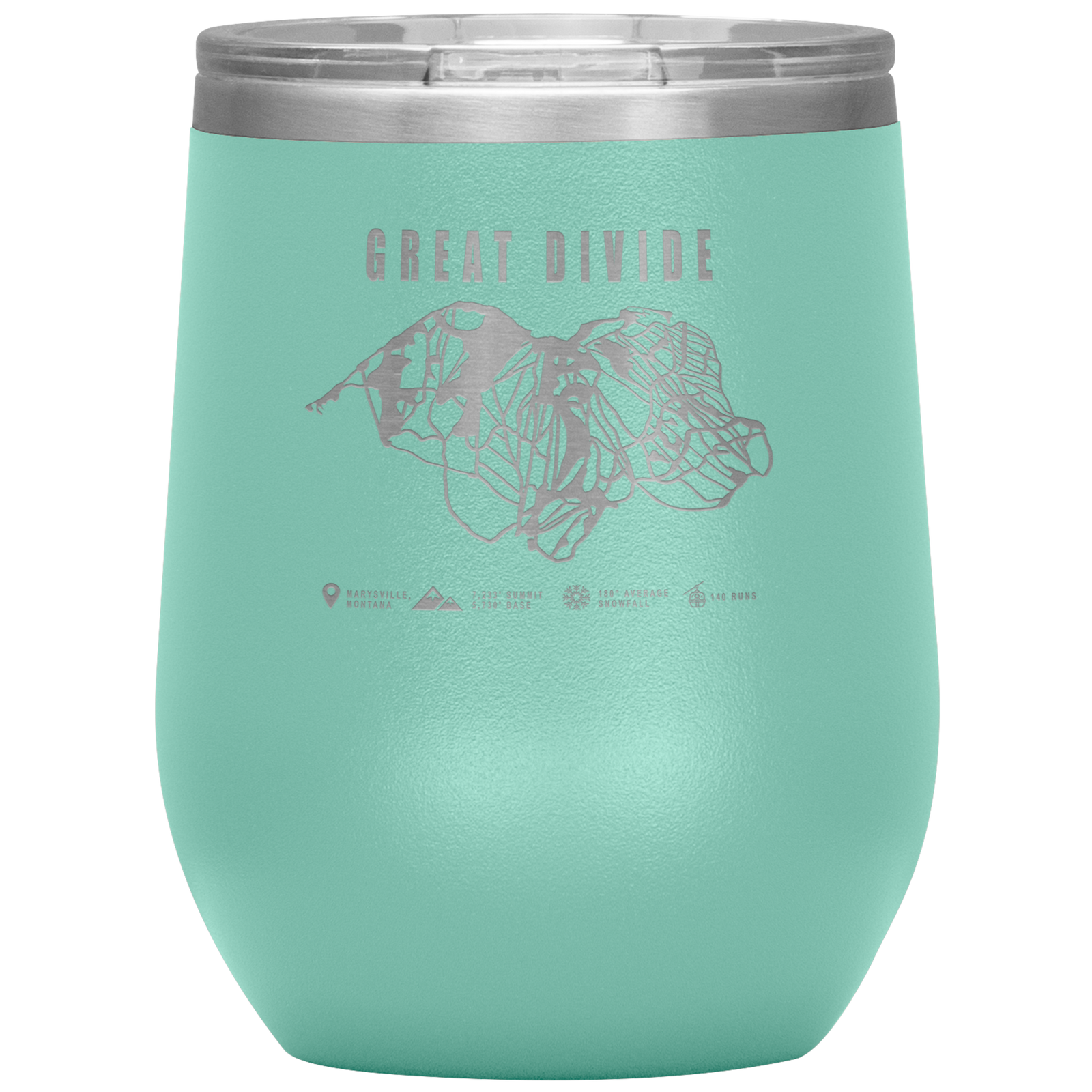 Great Divide Montana Ski Trail Map Wine 12oz Tumbler - Powderaddicts