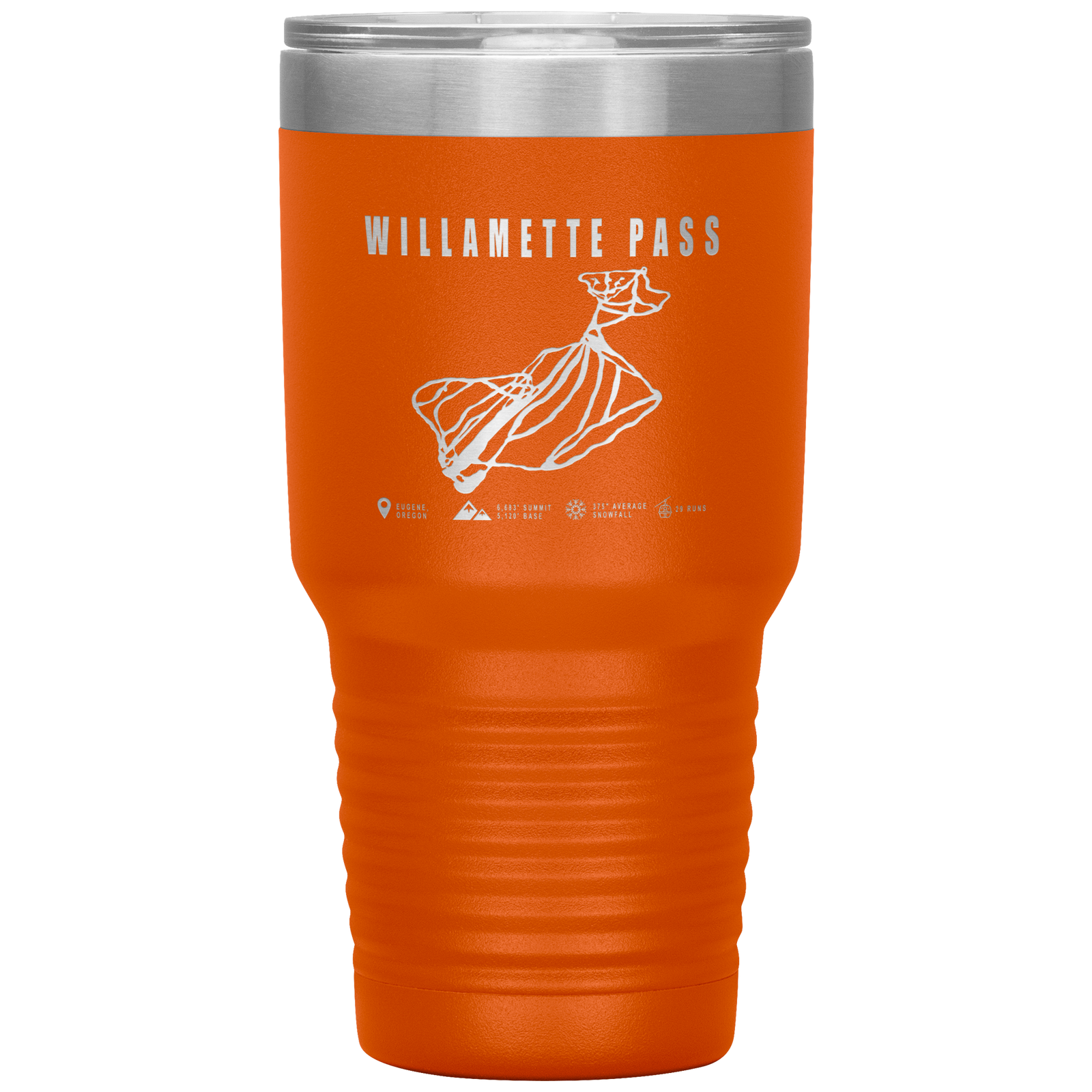Willamette Pass, Oregon Ski Trail Map 30oz Tumbler - Powderaddicts
