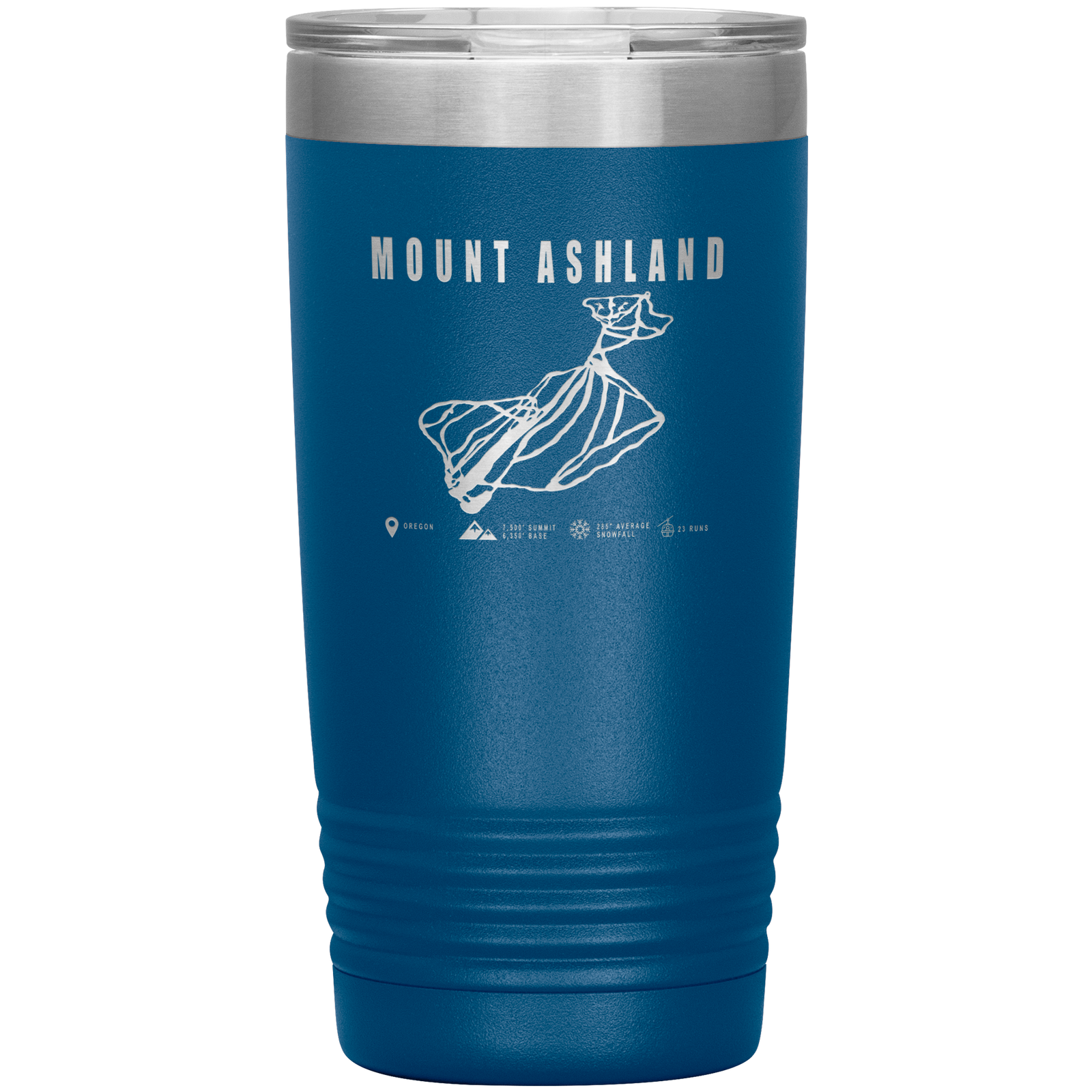 Mount Ashland, Oregon Ski Trail Map 20oz Tumbler - Powderaddicts