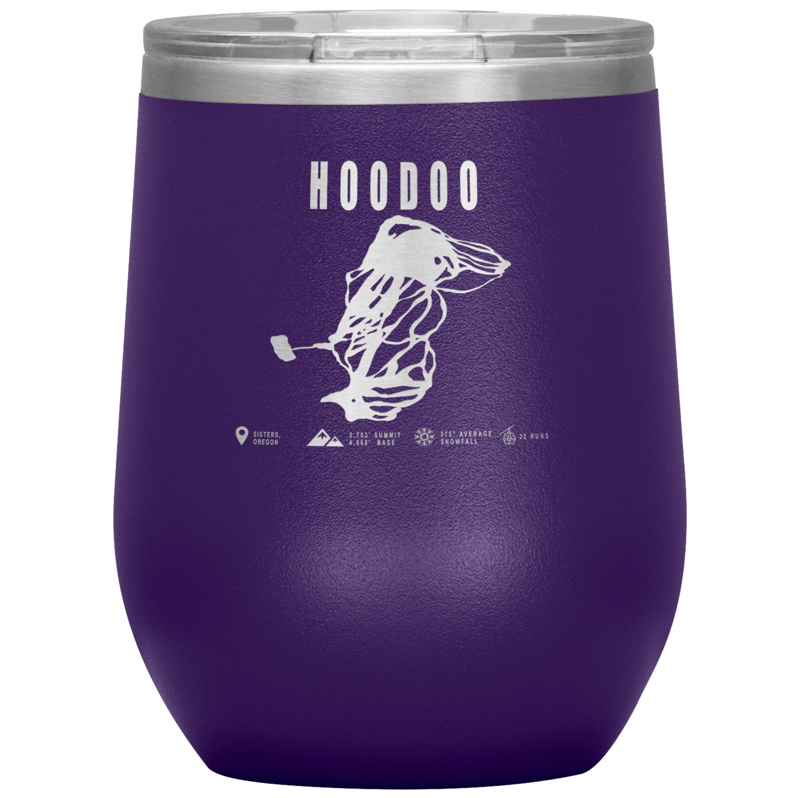 Hoodoo, Oregon Ski Trail Map Wine 12oz Tumbler - Powderaddicts