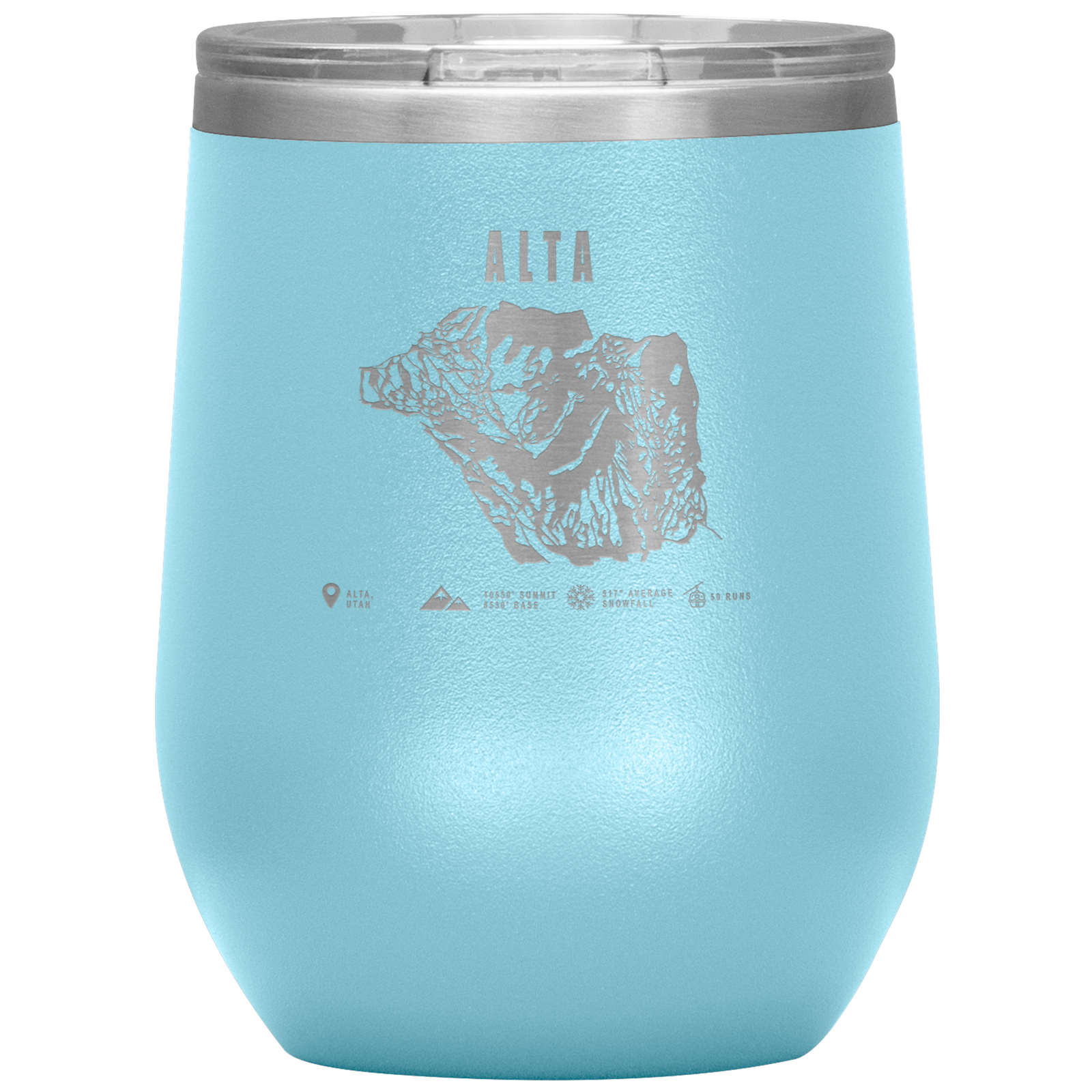 Alta,Utah Ski Trail Map Wine 12oz Tumbler - Powderaddicts