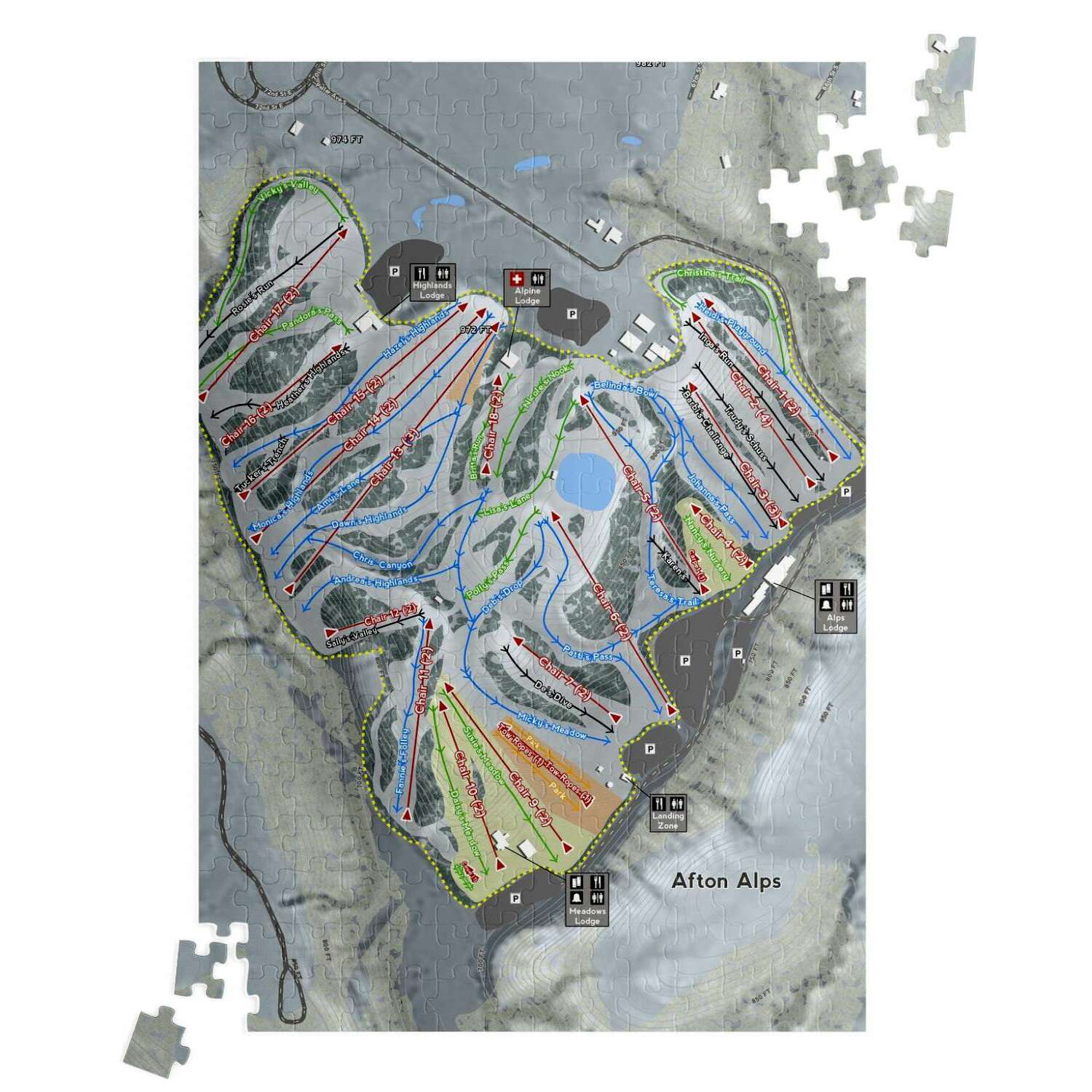 Afton Alps, Minnesota Ski Trail Map Puzzle - Powderaddicts
