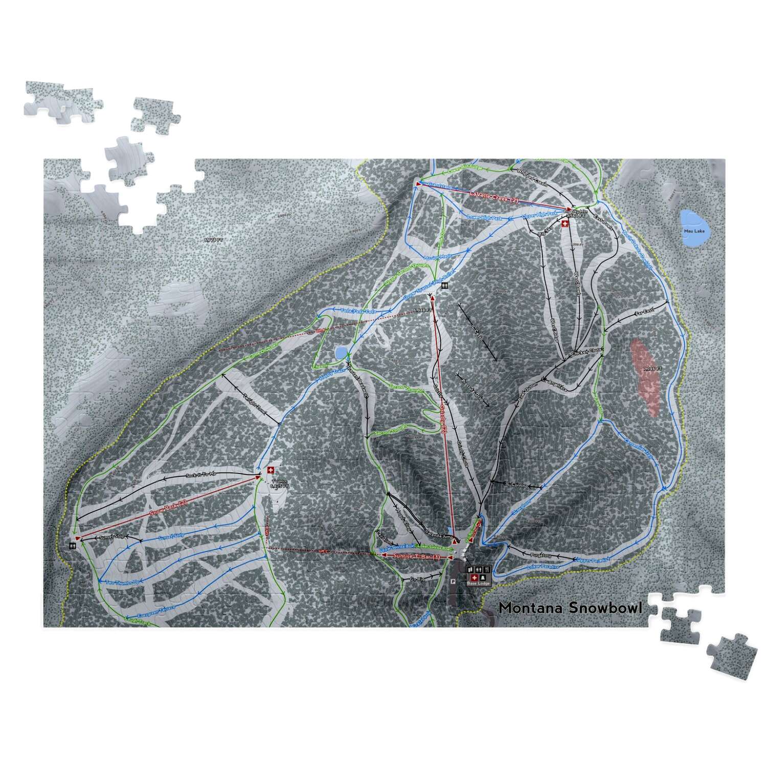 Montana Snowbowl Montana Ski Trail Map Puzzle - Powderaddicts