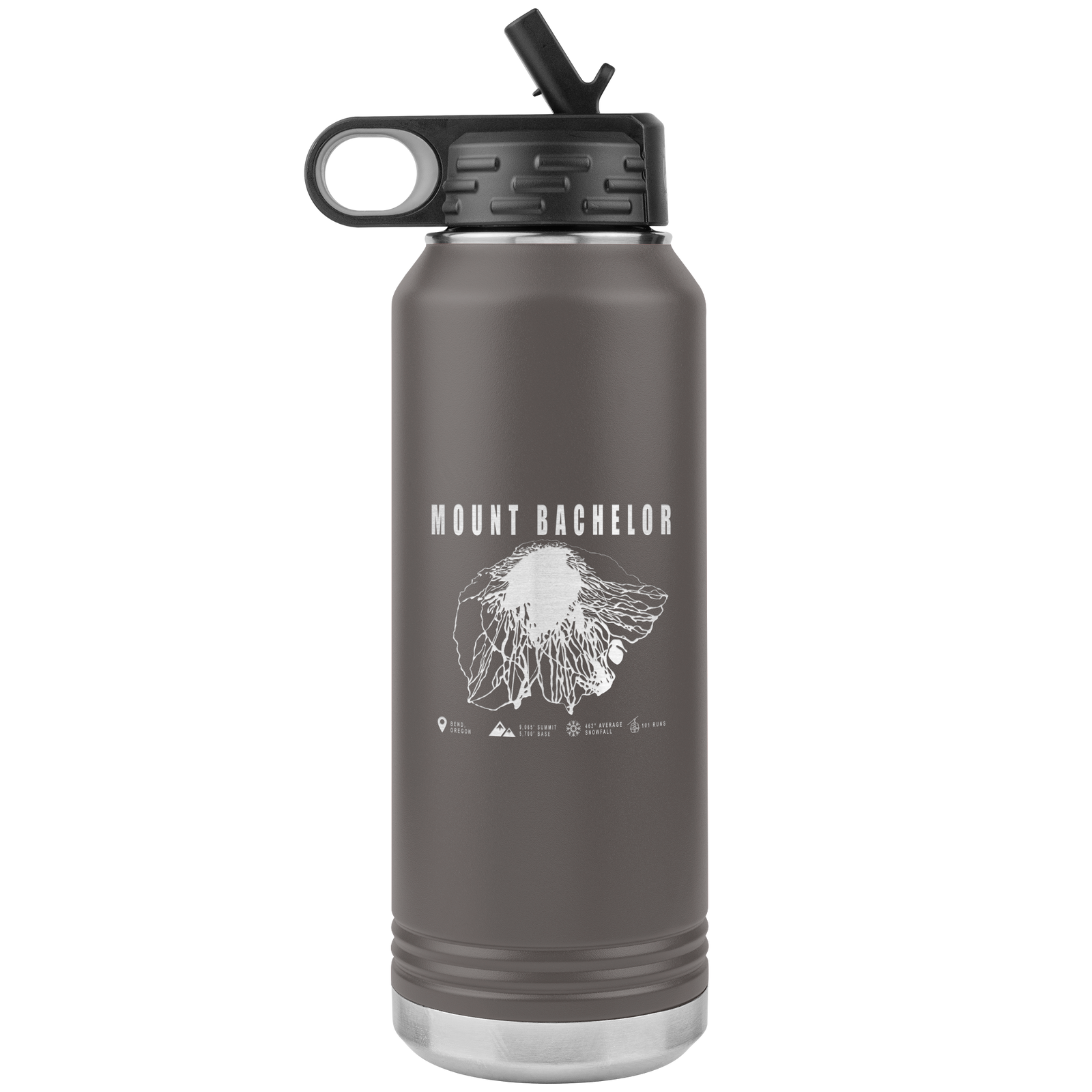 Mount Bachelor, Oregon Ski Trail Map 32oz Water Bottle Tumbler - Powderaddicts