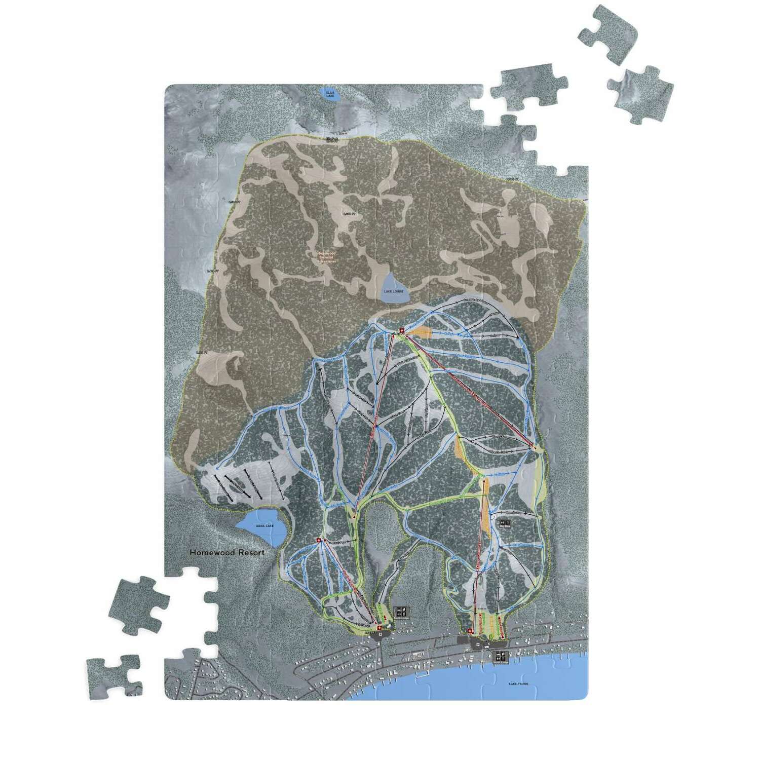 Homewood Trail, California Ski Trail Map Puzzle - Powderaddicts
