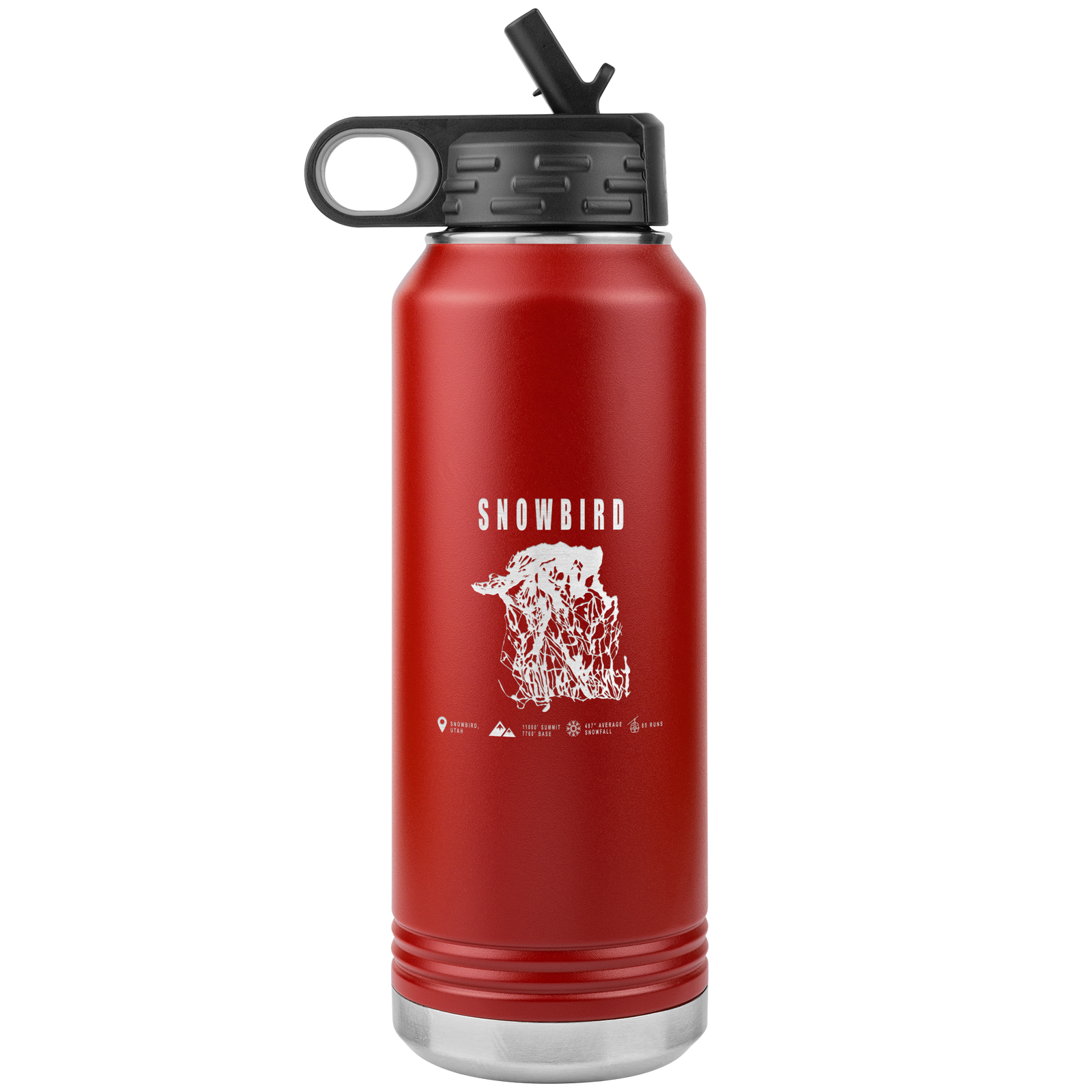 Snowbird,Utah Ski Trail Map 32oz Water Bottle Tumbler - Powderaddicts