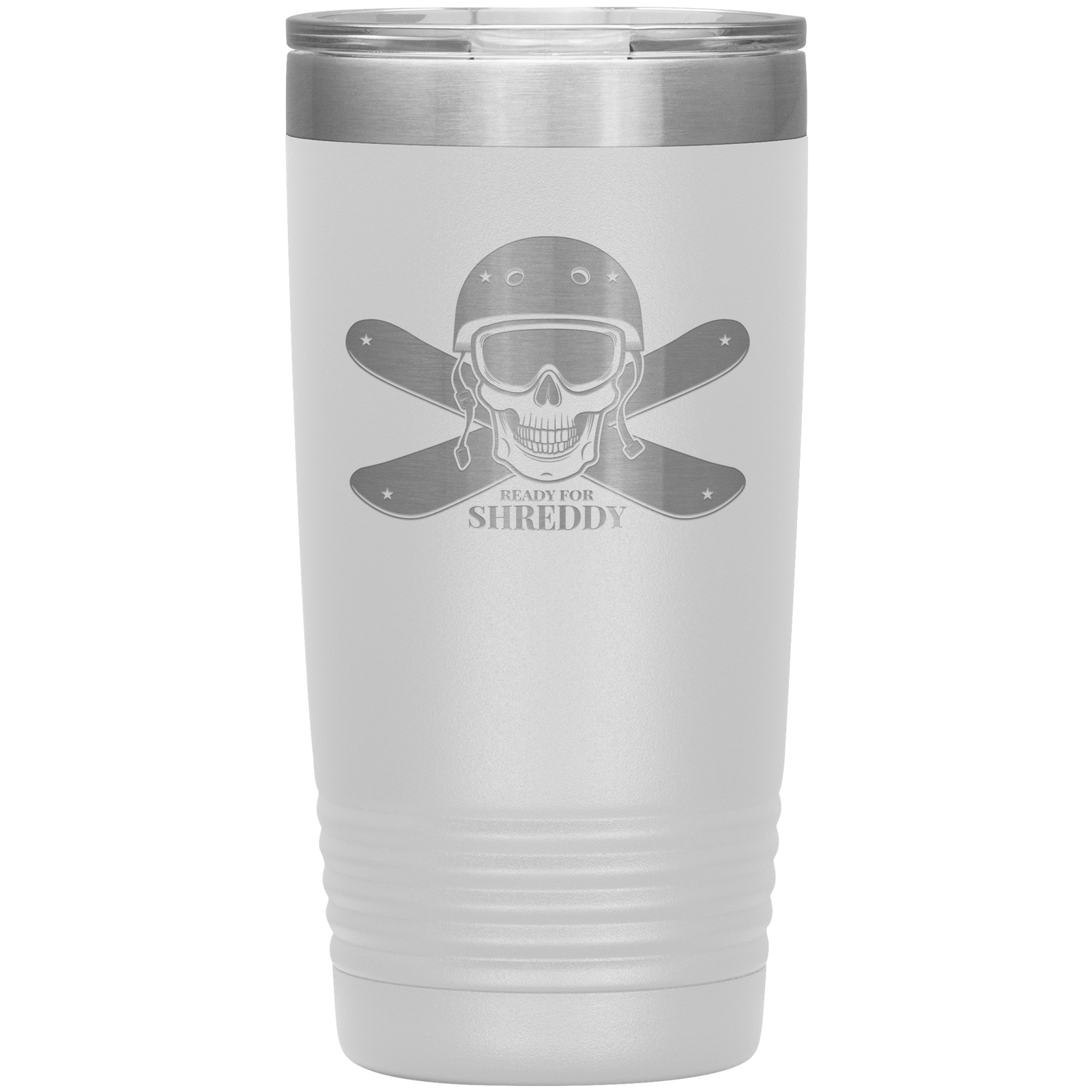 Ready For Shreddy Skeleton Skis 20oz Tumbler - Powderaddicts