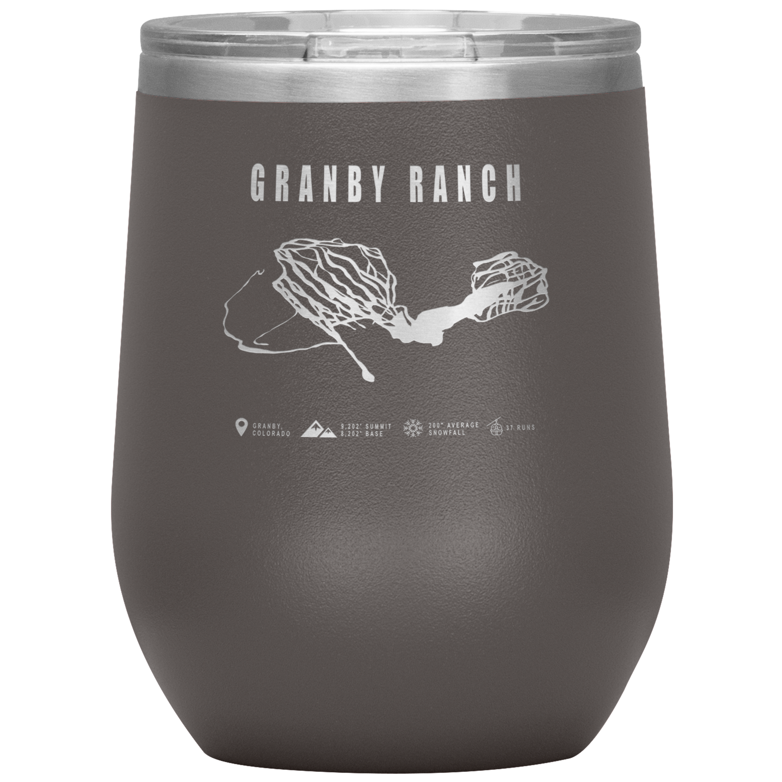 Granby Ranch Colorado Ski Trail Map Wine 12oz Tumbler - Powderaddicts