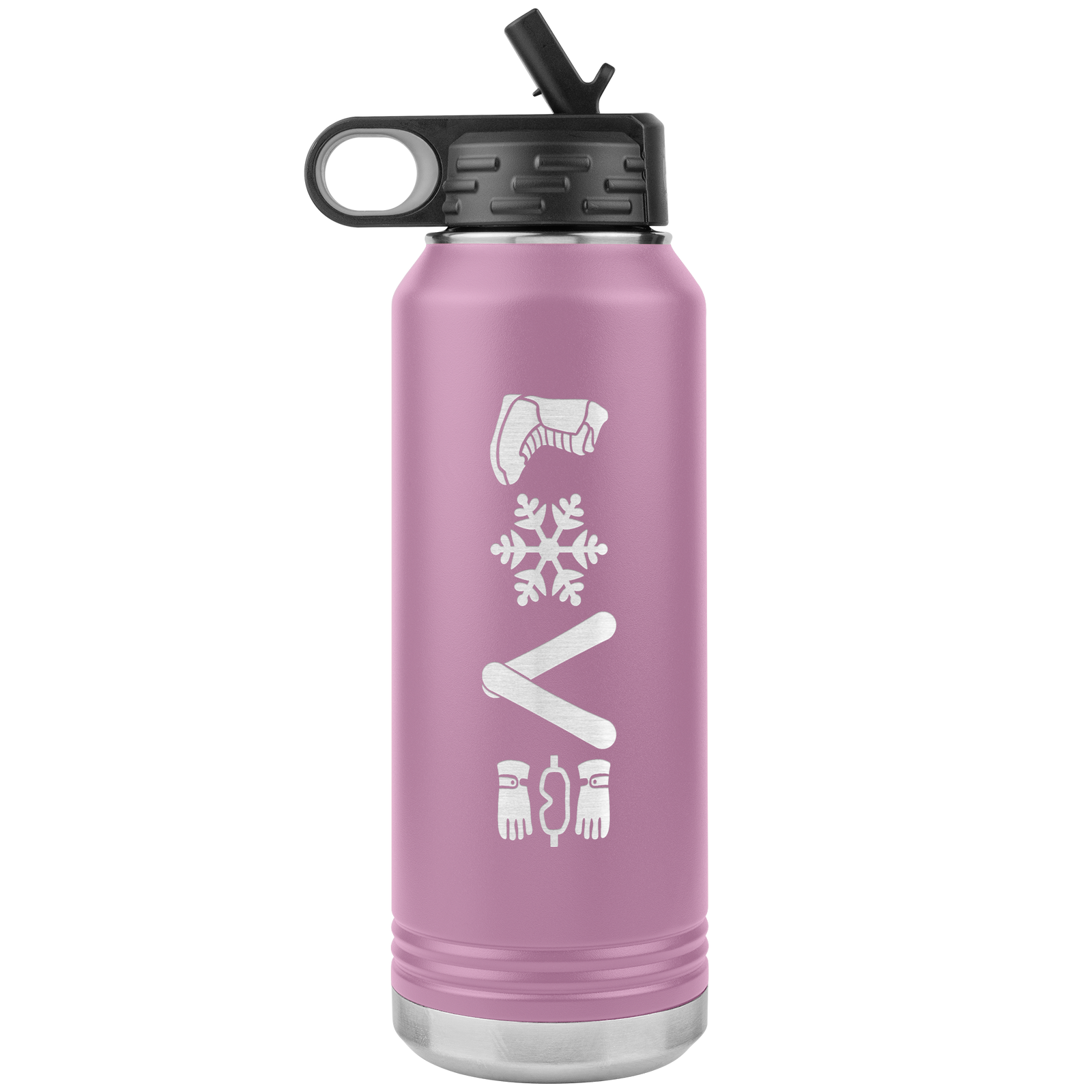 Love Snowboard Symbols 32oz Water Bottle Tumbler - Powderaddicts