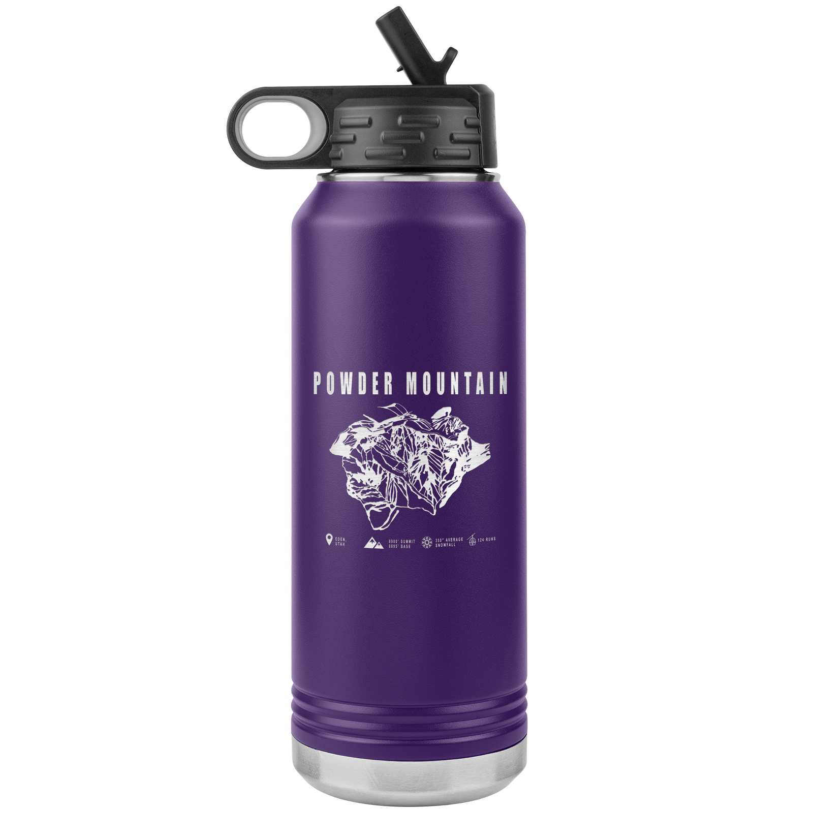 Powder Mountain,Utah Ski Trail Map 32oz Water Bottle Tumbler - Powderaddicts