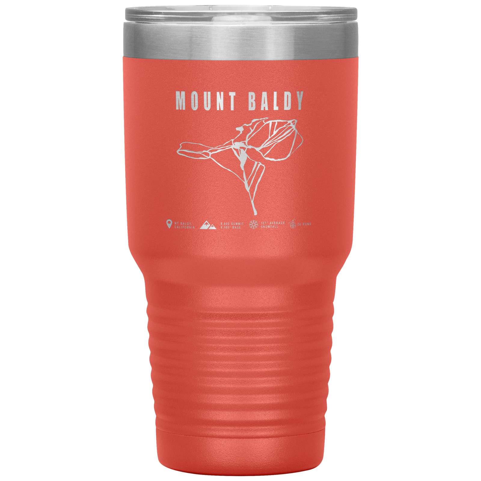 Mount Baldy, California Ski Trail Map 30oz Tumbler - Powderaddicts