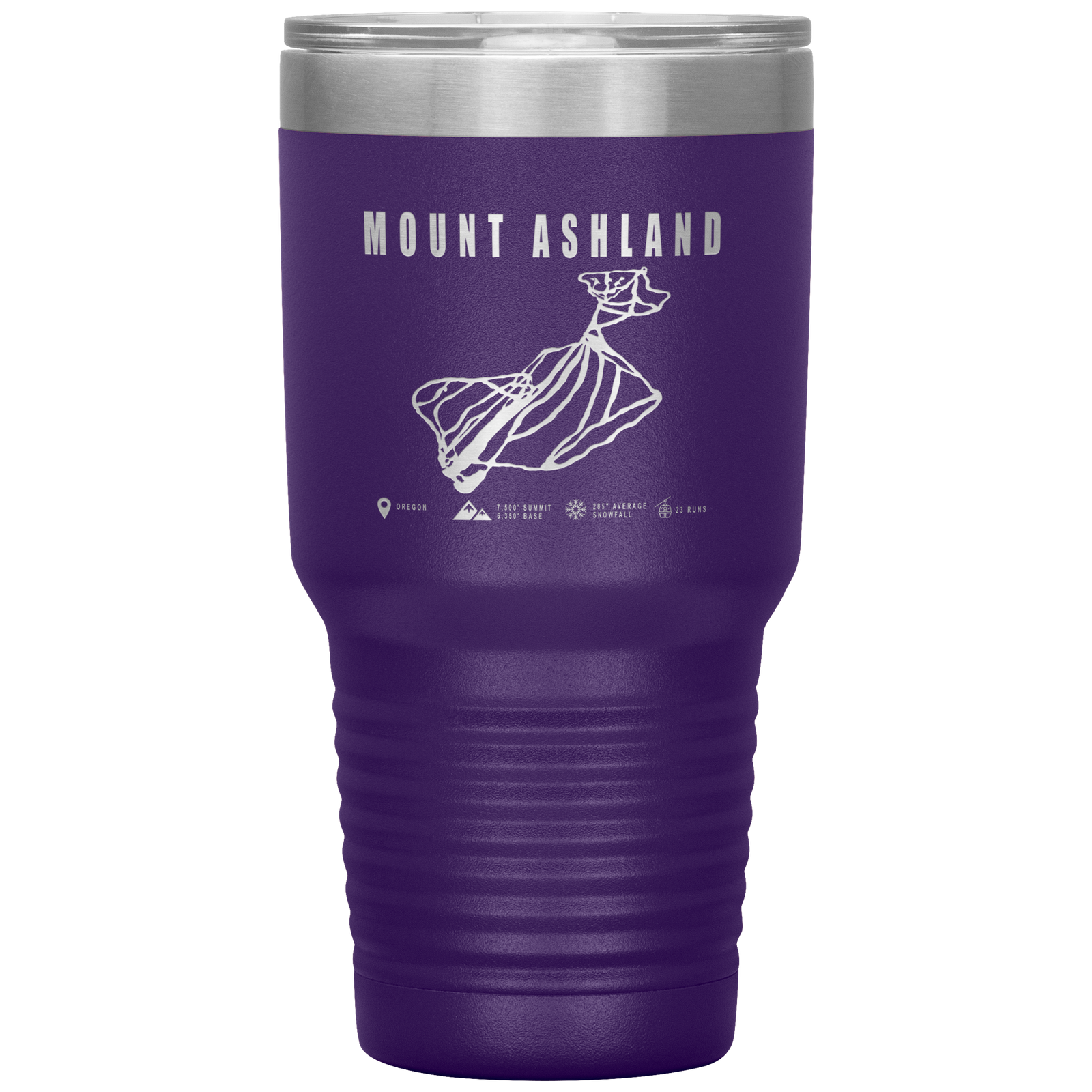 Mount Ashland, Oregon Ski Trail Map 30oz Tumbler - Powderaddicts
