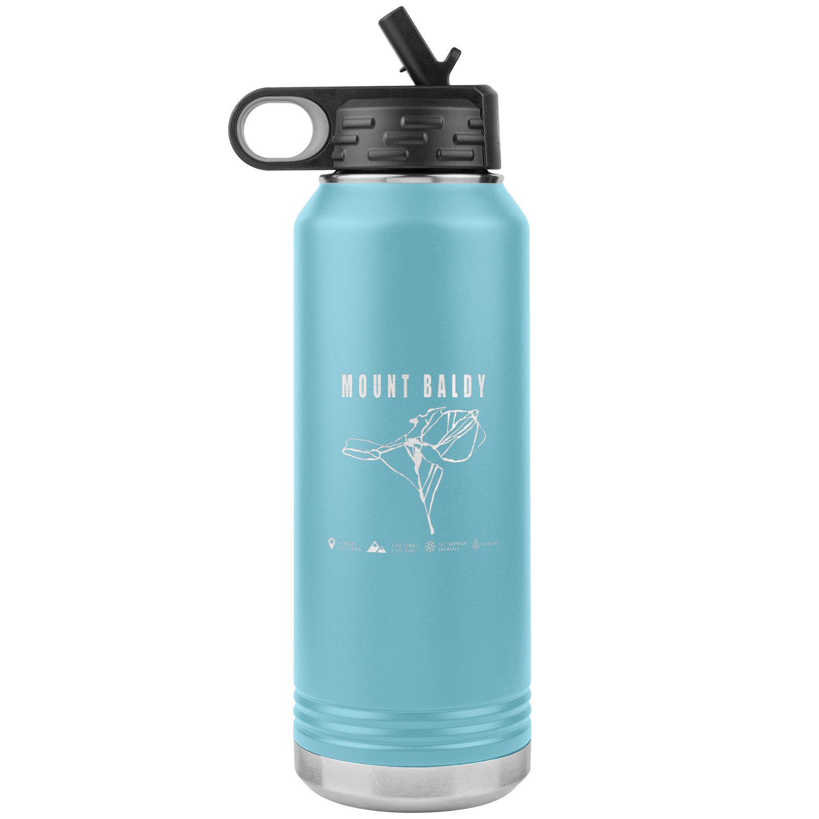 Mount Baldy, California Ski Trail Map 32oz Water Bottle Tumbler - Powderaddicts