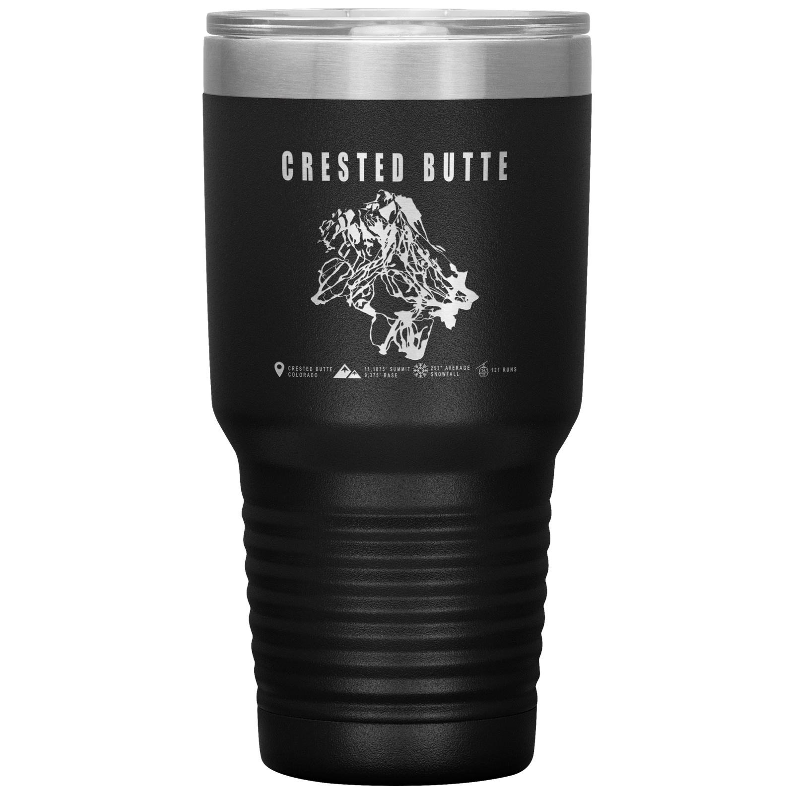 Crested Butte Colorado Ski Trail Map 30oz Tumbler - Powderaddicts