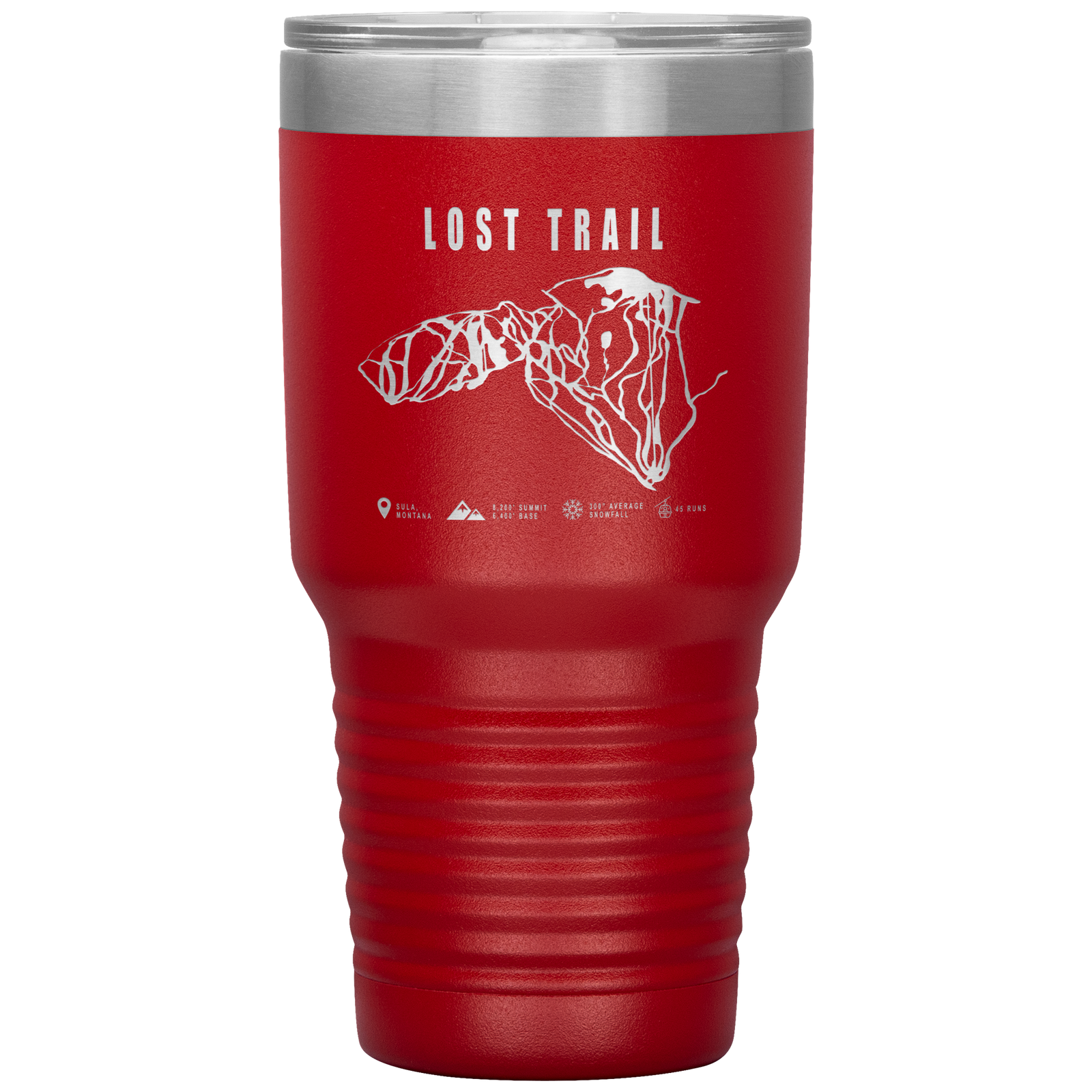 Lost Trail Montana Ski Trail Map 30oz Tumbler - Powderaddicts