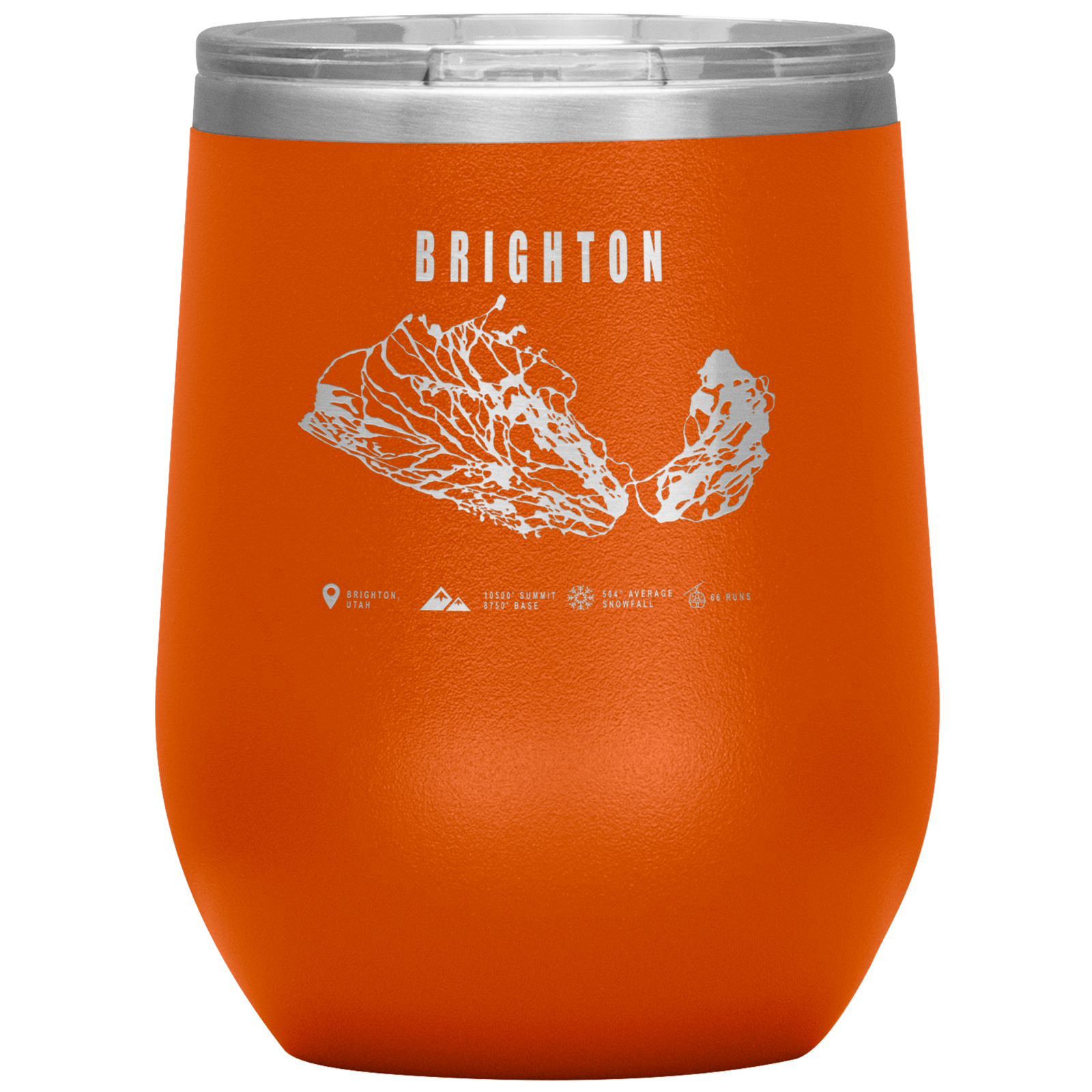 Brighton,Utah Ski Trail Map Wine 12oz Tumbler - Powderaddicts