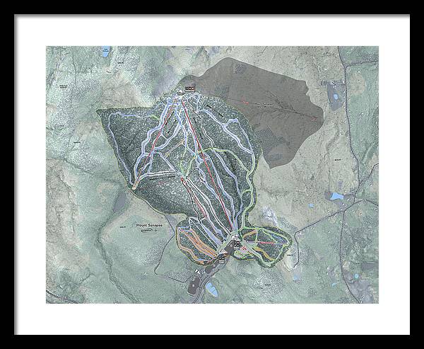Mount Sunapee Ski Trail Map - Framed Print - Powderaddicts