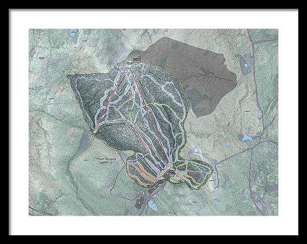 Mount Sunapee Ski Trail Map - Framed Print - Powderaddicts