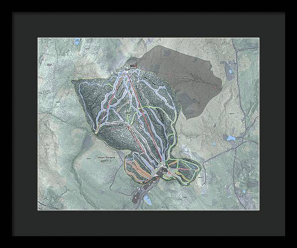 Mount Sunapee Ski Trail Map - Framed Print - Powderaddicts