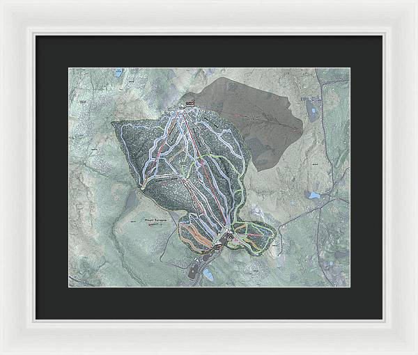 Mount Sunapee Ski Trail Map - Framed Print - Powderaddicts