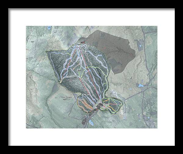Mount Sunapee Ski Trail Map - Framed Print - Powderaddicts