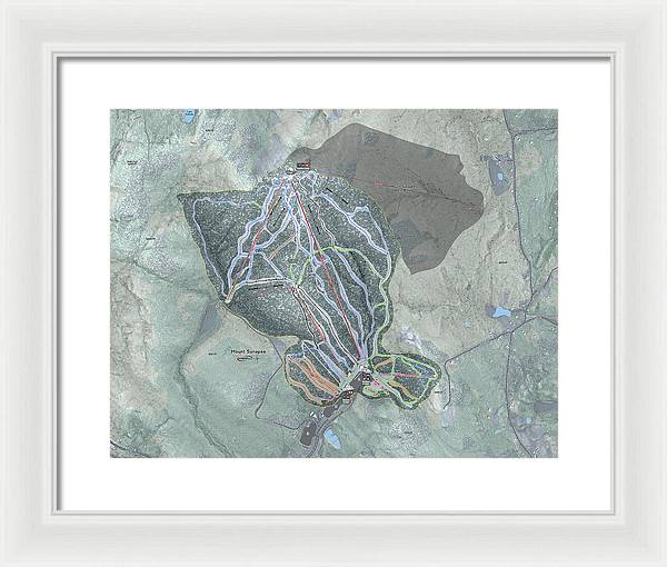 Mount Sunapee Ski Trail Map - Framed Print - Powderaddicts