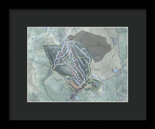 Mount Sunapee Ski Trail Map - Framed Print - Powderaddicts
