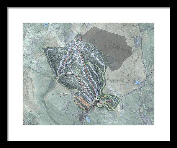 Mount Sunapee Ski Trail Map - Framed Print - Powderaddicts