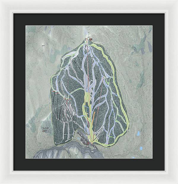 Sunlight Ski Trail Map - Framed Print - Powderaddicts