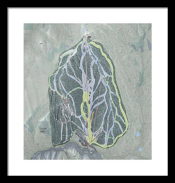 Sunlight Ski Trail Map - Framed Print - Powderaddicts