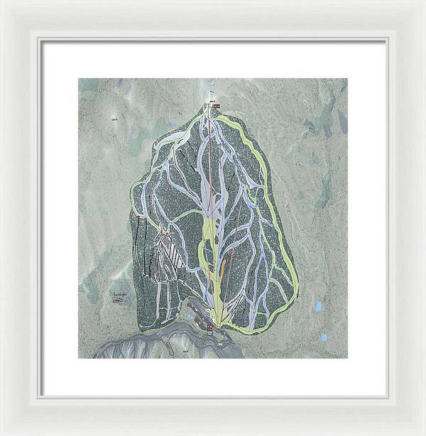 Sunlight Ski Trail Map - Framed Print - Powderaddicts