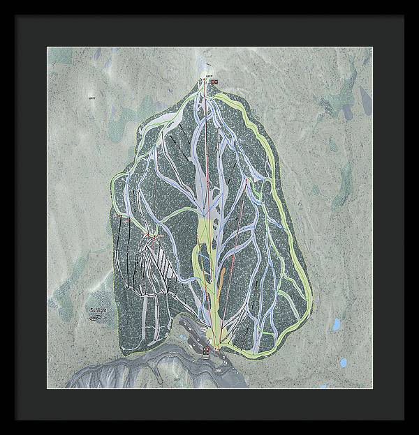 Sunlight Ski Trail Map - Framed Print - Powderaddicts
