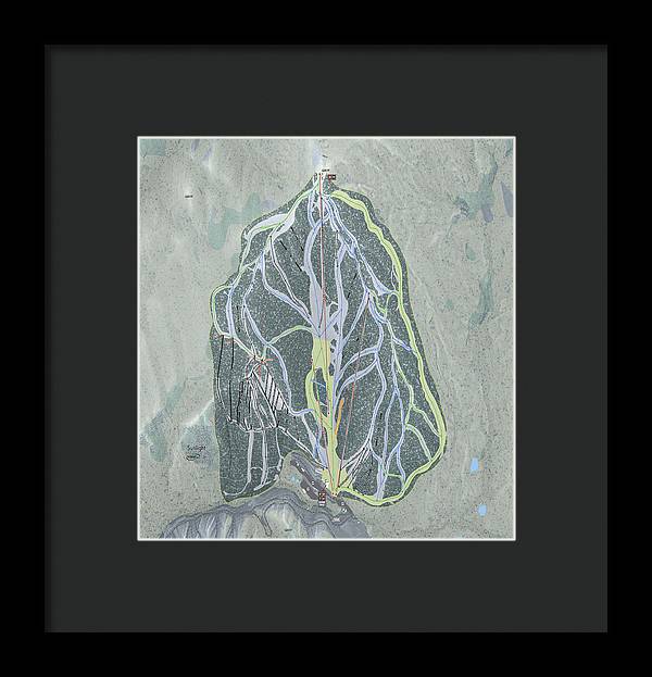 Sunlight Ski Trail Map - Framed Print - Powderaddicts