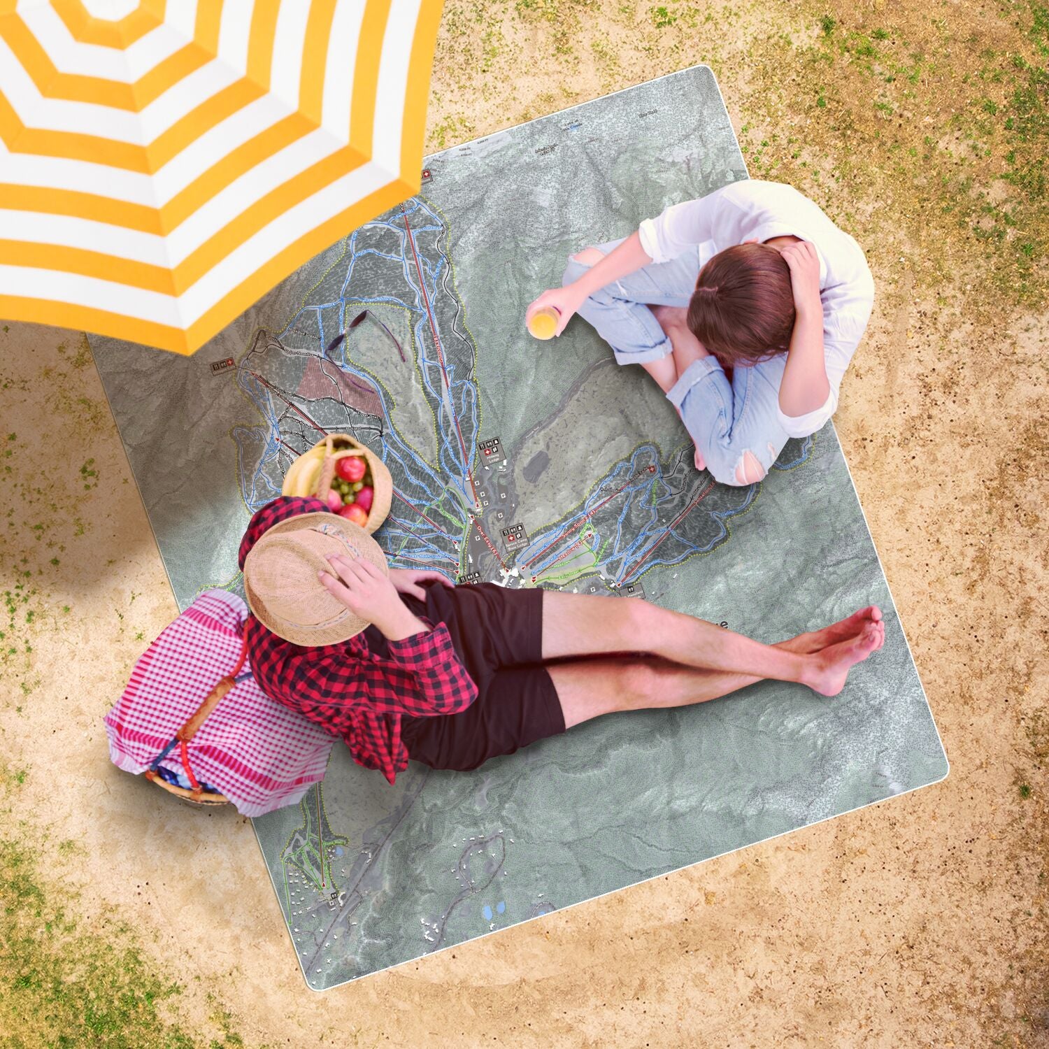 Stowe, Vermont Ski Resort Map Printed Beach Towel - Powderaddicts