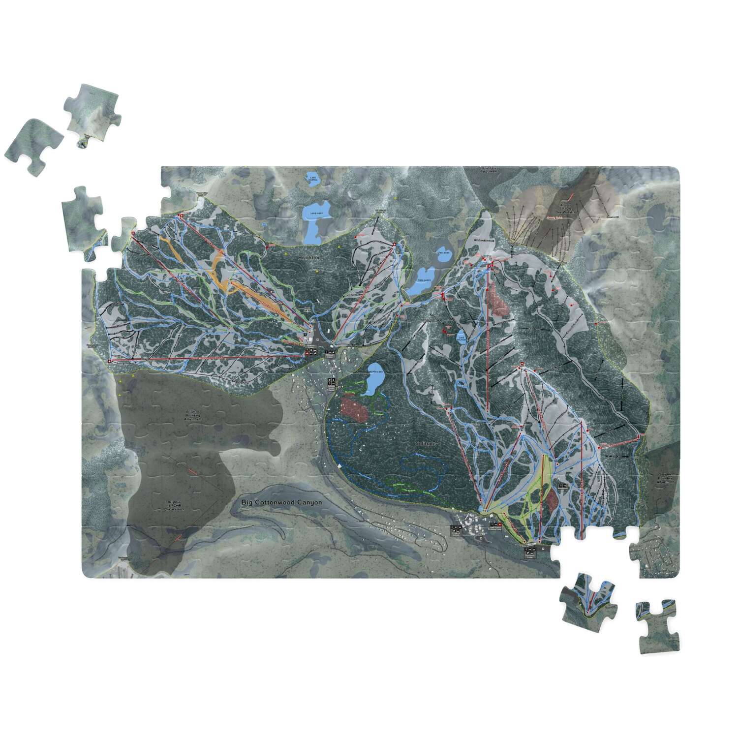 Big Cottonwood, Utah Ski Trail Map puzzle - Powderaddicts