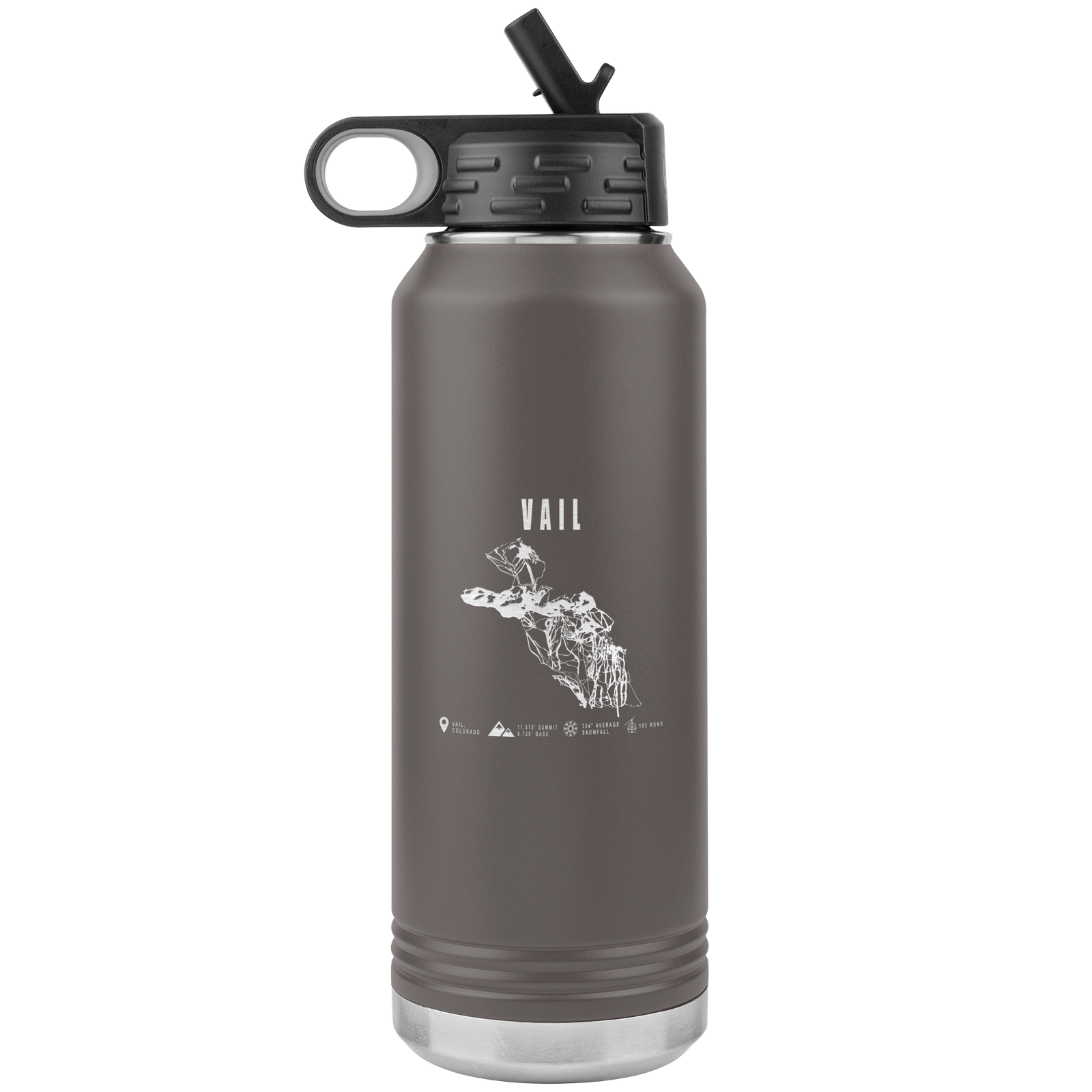 Vail Colorado Ski Trail Map 32oz Water Bottle Tumbler - Powderaddicts